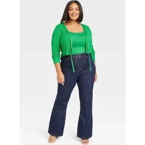 Ava & Viv Womens High Rise Flare Jeans Dark Wash Indigo Blue Size 17 Stretch